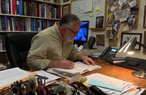 Dr. Jeff Meldrum in his office at Idaho State University.